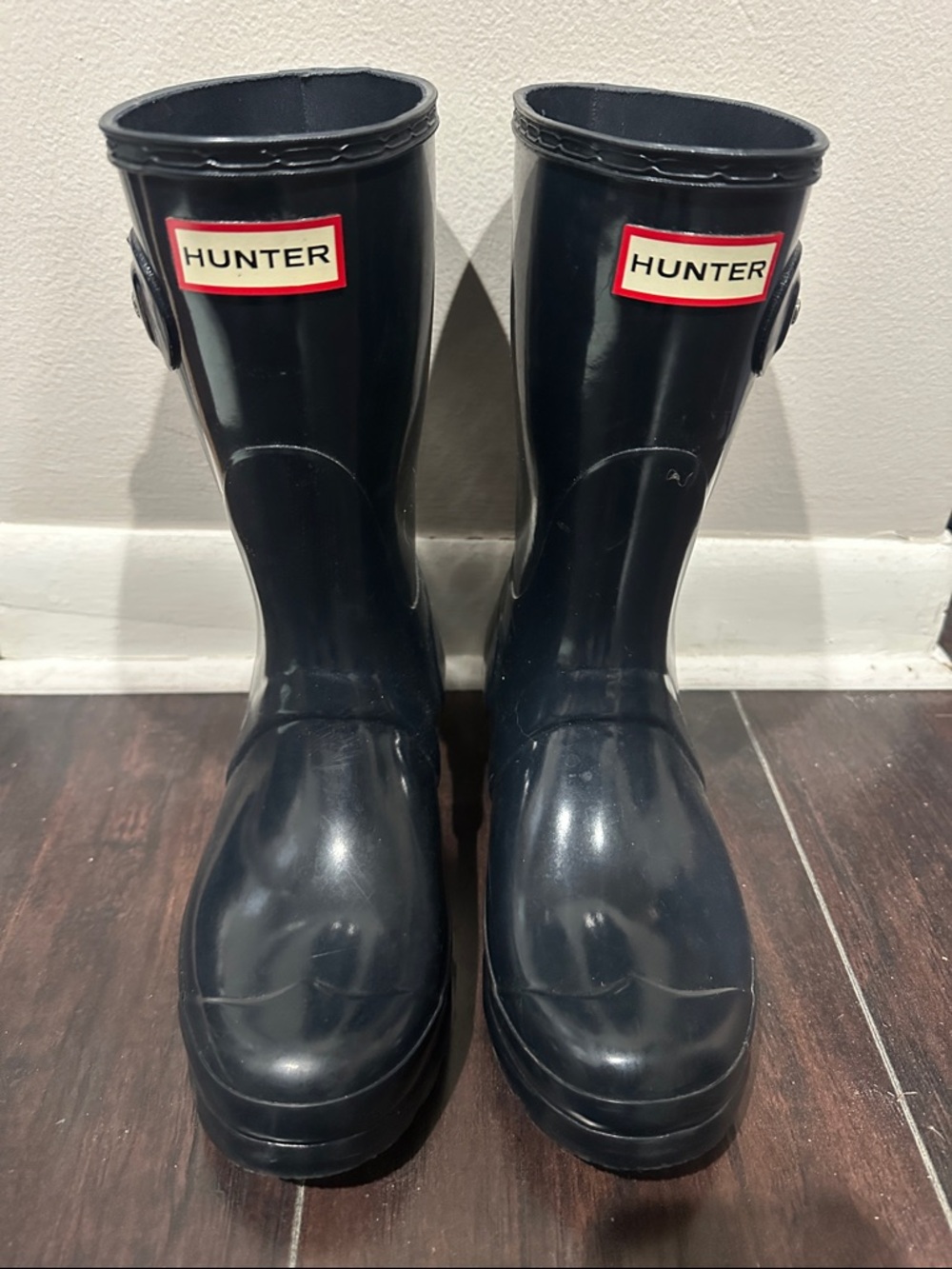 Hunter Navy Gloss Rain Boots